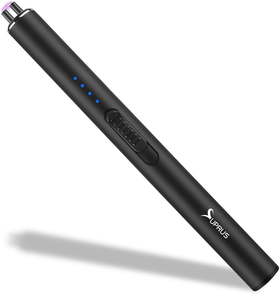 SUPRUS Electric Lighter Arc Windproof Flameless USB Rechargeable Lighter with Safety Lock (Black)
