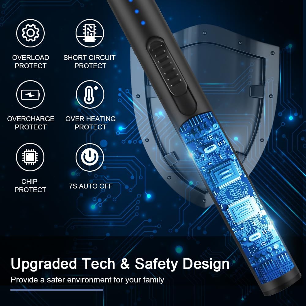 SUPRUS Electric Lighter Arc Windproof Flameless USB Rechargeable Lighter with Safety Lock (Black)