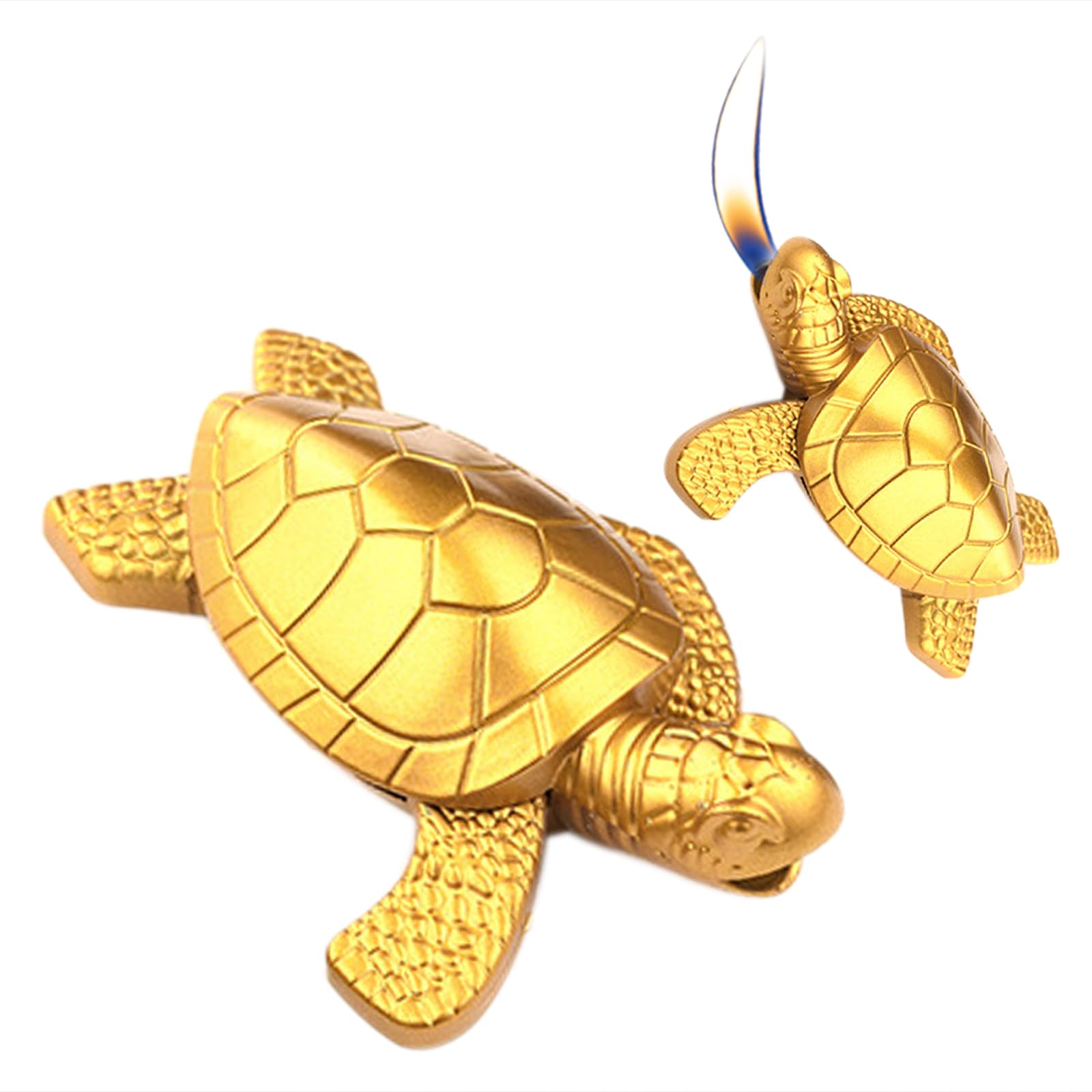 Torch Lighter - Turtle Shaped Refillable Gas Adjustable Flame Lighter, Unique Gift for Men & Women, Decorative Tabletop Lighter for Home & Office (Without Butane)-Bronze