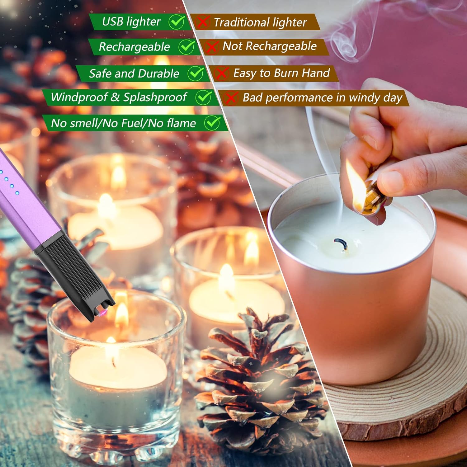 Lighter Stocking Stuffers for Adults Women Wife Mom, Electric Candle Lighter for Women Mom Candle Lover Christmas Birthday Present Ideas Gifts for Women Mom, Cool Gadgets for Women Men 2024