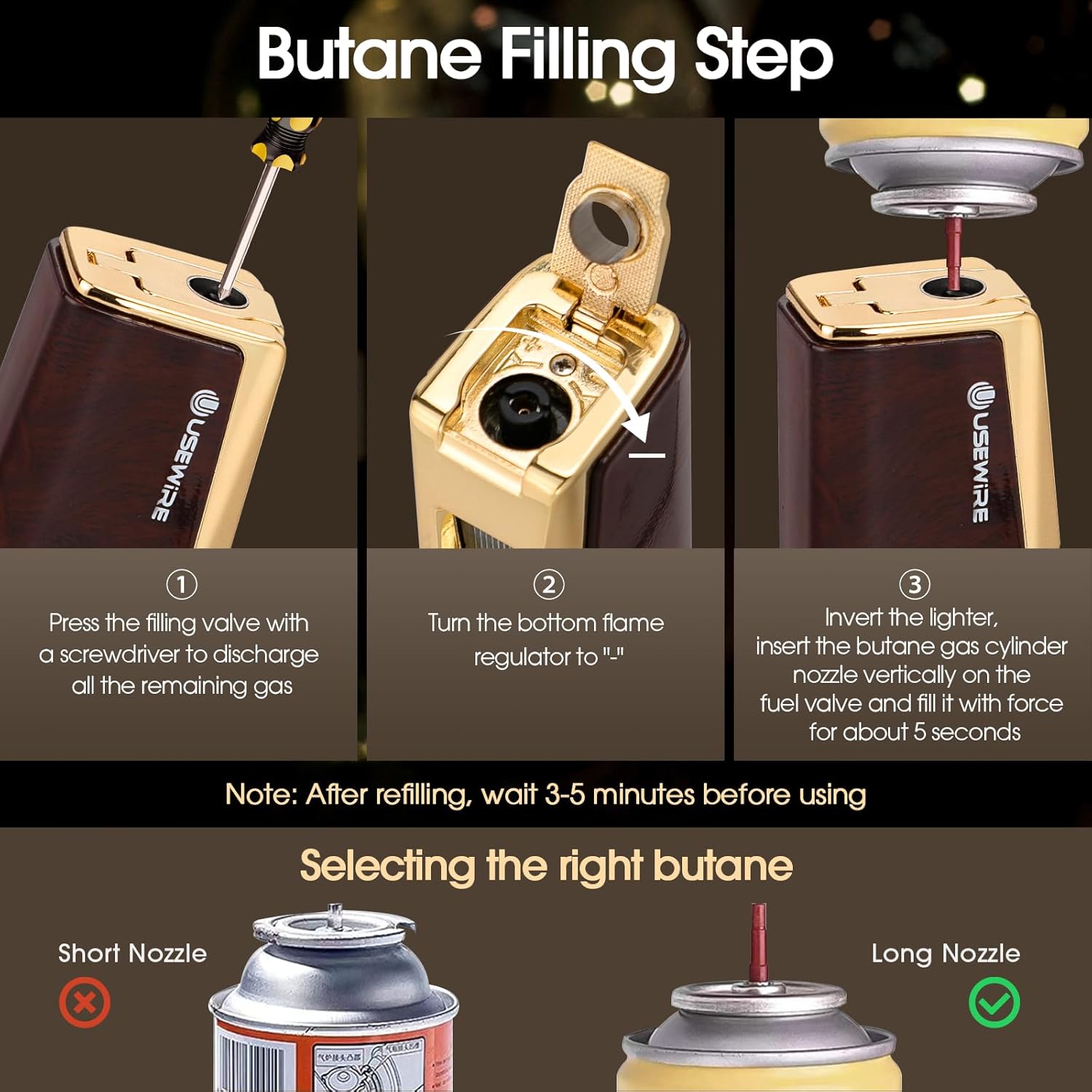 Cigar Lighter and Ashtray Set, Quad Windproof Jet Flame, with Cigar Holder and Cigar Punch, Refillable Butane Gas Lighter, Multifunctional Cigar Accessories Gift Set