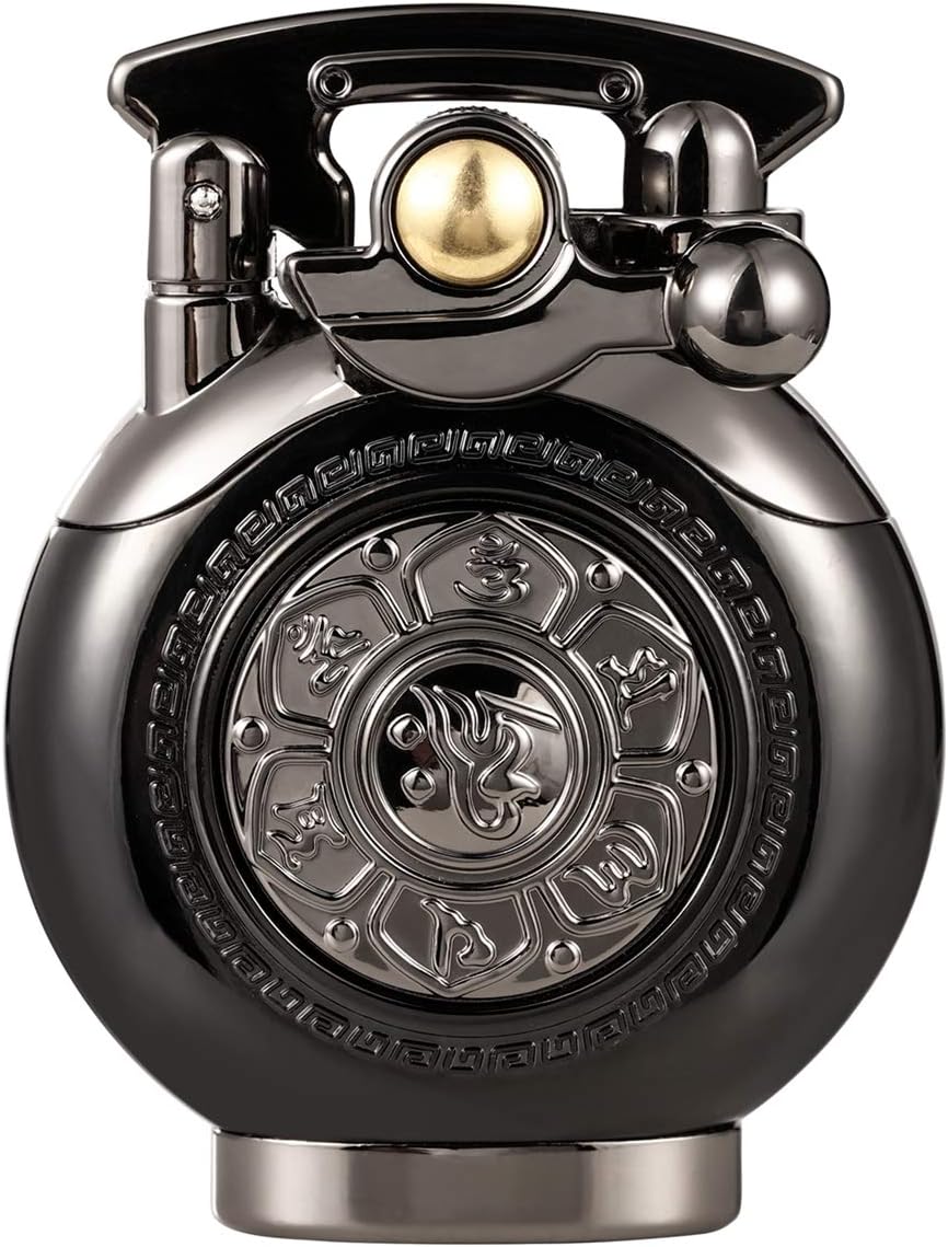 Kerosene Lighter Vintage Antique Soft Flame Lighter for Collection-Decorative-Gift-Present (Black)