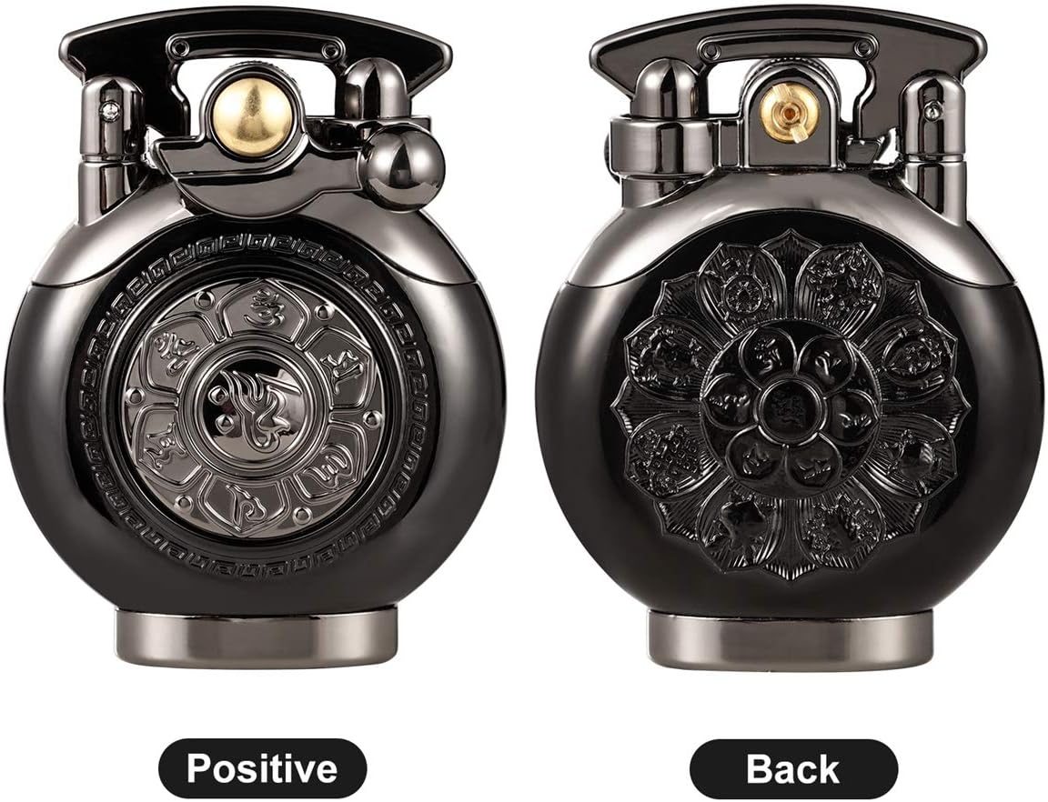 Kerosene Lighter Vintage Antique Soft Flame Lighter for Collection-Decorative-Gift-Present (Black)