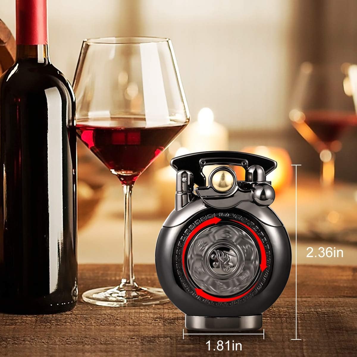 Kerosene Lighter Vintage Antique Soft Flame Lighter for Collection-Decorative-Gift-Present (Black)