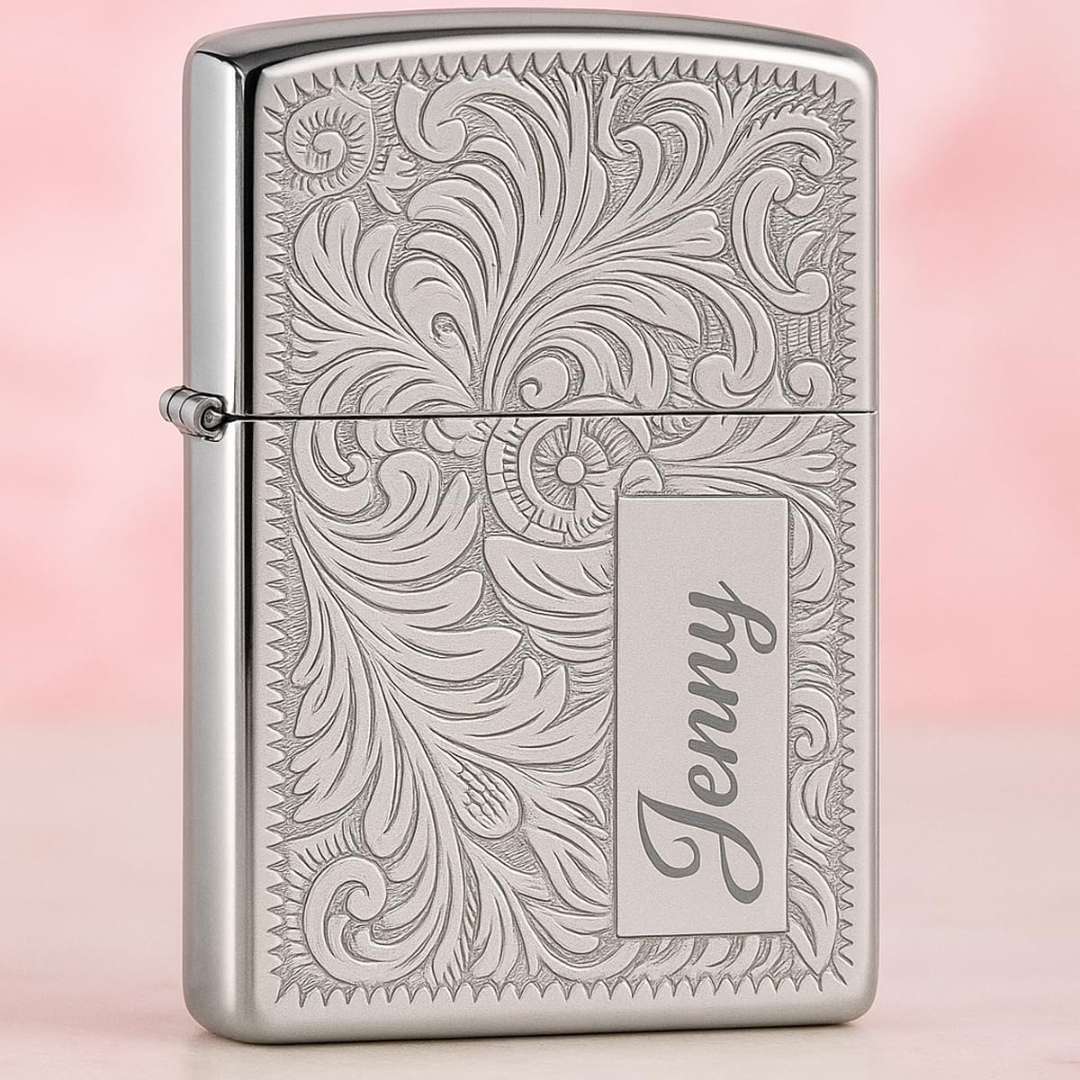 Custom Personalized ZIPPO Lighter Venetian - Free Engraving Ideal for Company Gifts and Wedding Favors, Upload Your Own Photos, Logos, ArtworkIdeal, Halloween & Valentines Day (Silver-352)