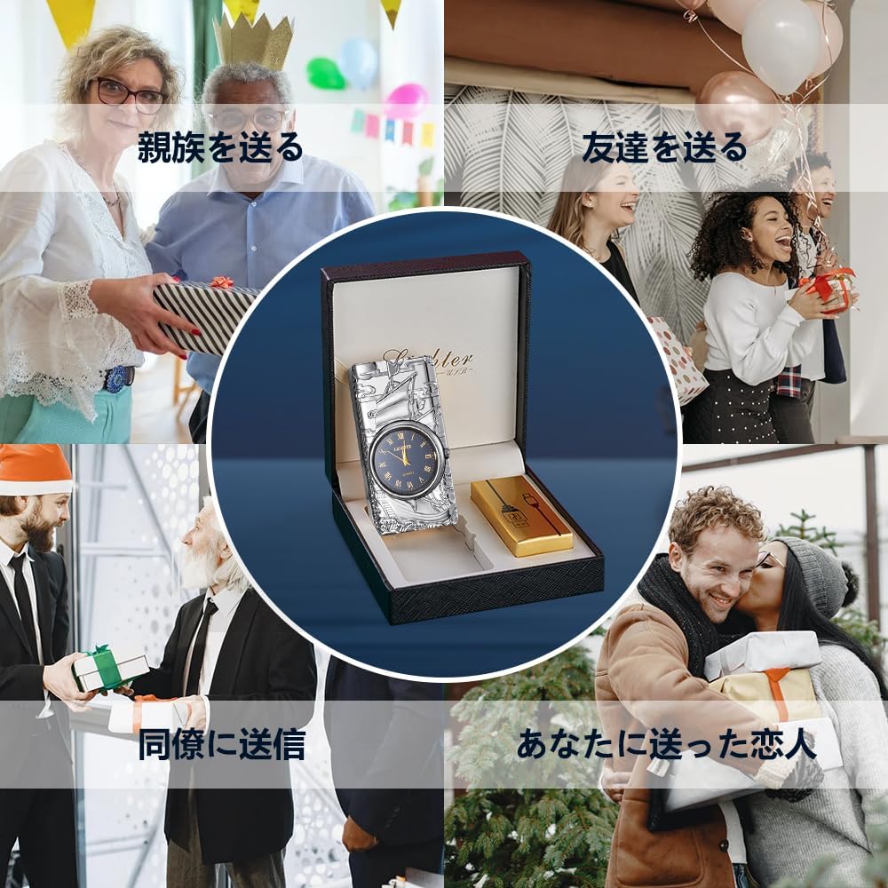 Electric Lighter with Clock YOZWOO USB Rechargeable Lighter with LED Light, Plasma Dual Arc Lighters with LED Power Display for Candle, Cool Lighters Gifts for Men and Women (Silver-Boat)