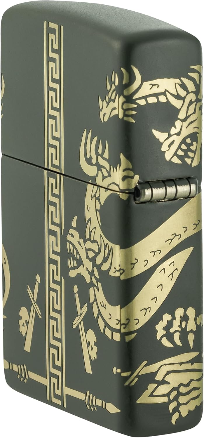 Zippo Dragon Design Green Matte Pocket Lighter