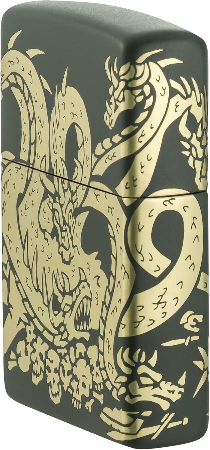 Zippo Dragon Design Green Matte Pocket Lighter