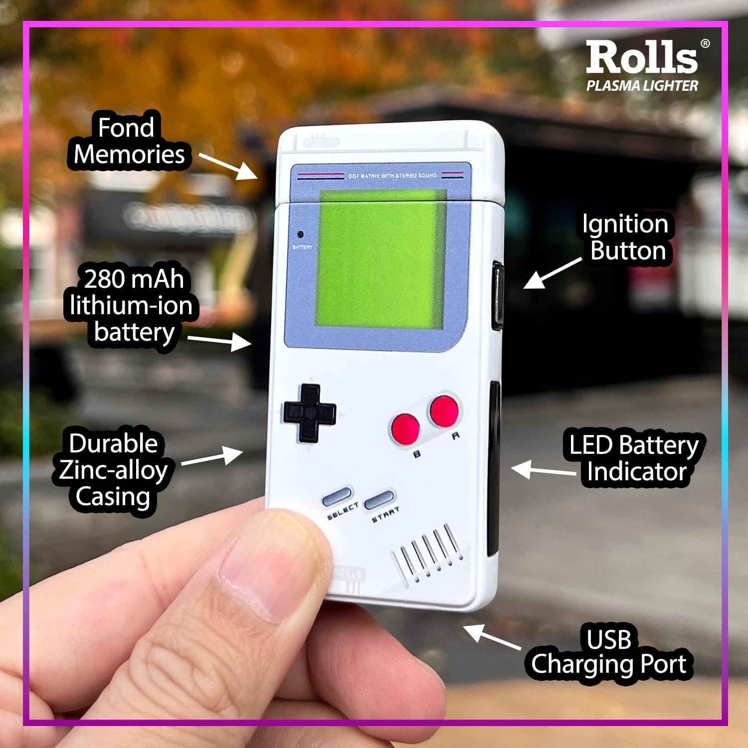 Rolls Electric Lighter - Cool Lighters - Retro Gamer Gifts for Men - Cool Gadgets - Custom Unique Birthday Gifts for Men - Stocking Stuffers - Candle Lighters - by Rolls Plasma Lighter (Grey)