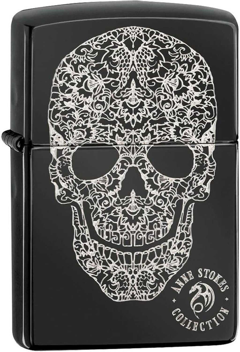 Personalized Zippo Lighter Skull Black Ice Anne Stokes - Free Engraving # 49143 - Christmas, Halloween & Valentines Day Gift