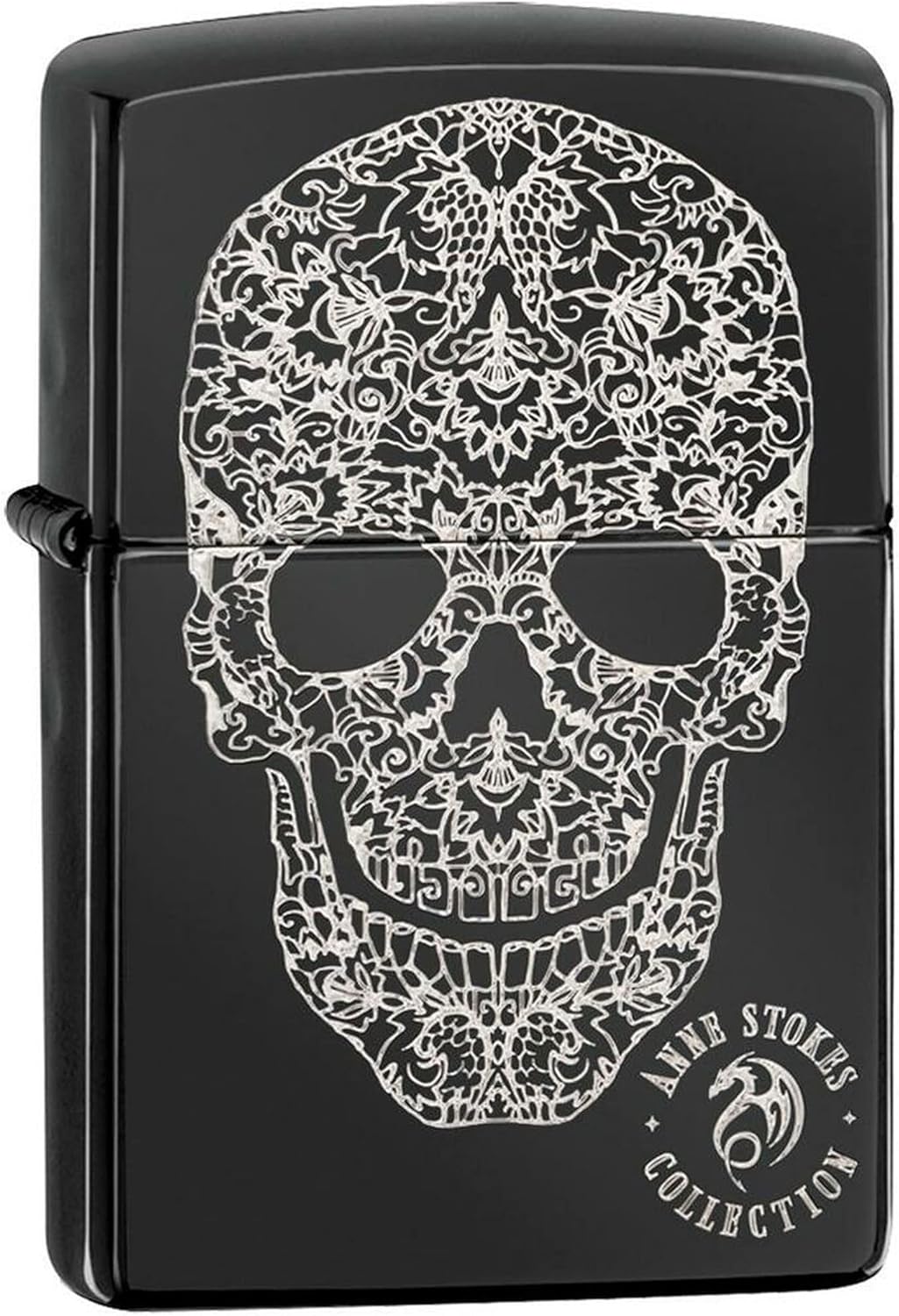 Personalized Zippo Lighter Skull Black Ice Anne Stokes - Free Engraving # 49143 - Christmas, Halloween & Valentines Day Gift
