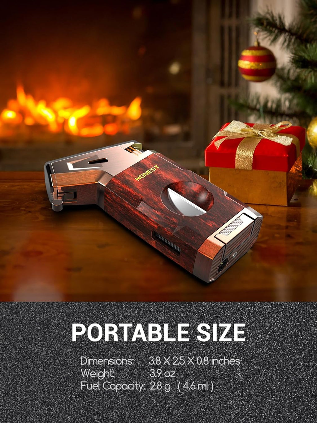 Butane Torch Lighter with V Cutter, Windproof Jet Flame Lighter Torch Refill, Adjustable Refillable Butane Lighter Gifts for Men, with Fuel Window, Fuel not Include